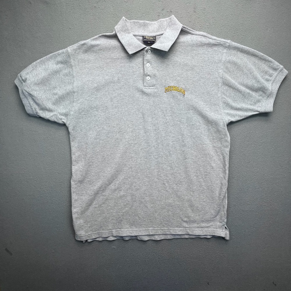 Steve Barrys Mich Wolverines Polo Men XL Gray Short Sleeve University Sportswear